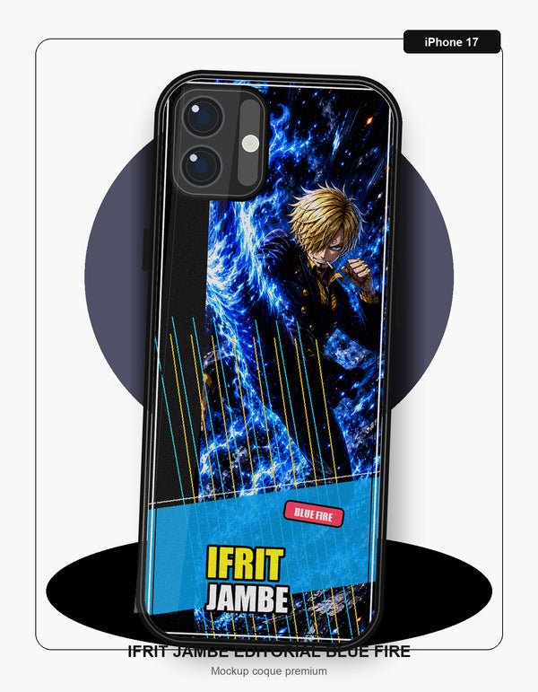 Coque Sanji Ifrit Jambe Blue Fire iPhone 17 - coque One Piece silicone manga pour iPhone Samsung Galaxy