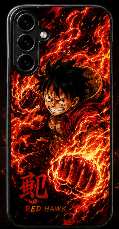 Coque Luffy Red Hawk One Piece pour Samsung Galaxy et iPhone avec impression UV HD
