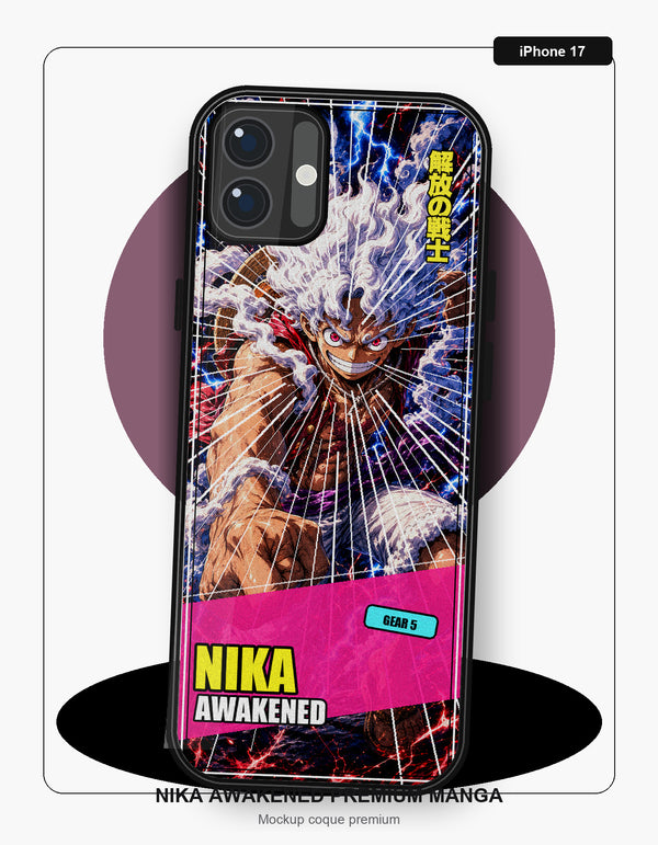 Coque Nika Awakened Gear 5 iPhone 17 - coque One Piece silicone manga pour iPhone Samsung Galaxy