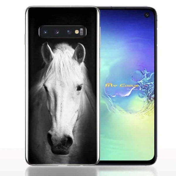 Coque Samsung S10 Tête de Cheval - Noir et Blanc