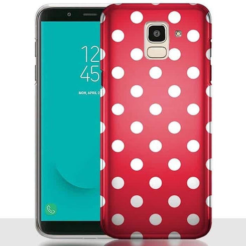 Coque Samsung J6 2018 / J6 PLUS Rouge à Pois Blancs