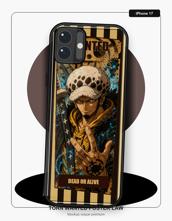 Coque Trafalgar Law Wanted Poster iPhone 17 - coque One Piece silicone manga pour iPhone Samsung Galaxy